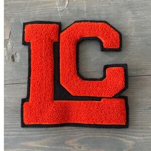 Vintage Letterman Varsity LC Chenille Felt Letter Patch Sew On Red